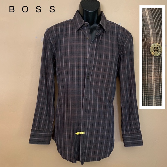 Hugo Boss Shirts Hugo Boss Plaid Stretch Long Sleeve Shirt Xl Slim